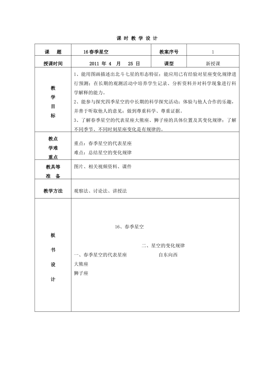 四年级科学下册《春季星空》教案3 青岛版_第2页