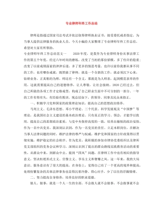 专业律师年终工作总结 