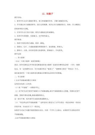 四年级科学下册 第四单元 光与我们的生活 12 玩镜子教案 青岛版六三制-青岛版小学四年级下册自然科学教案