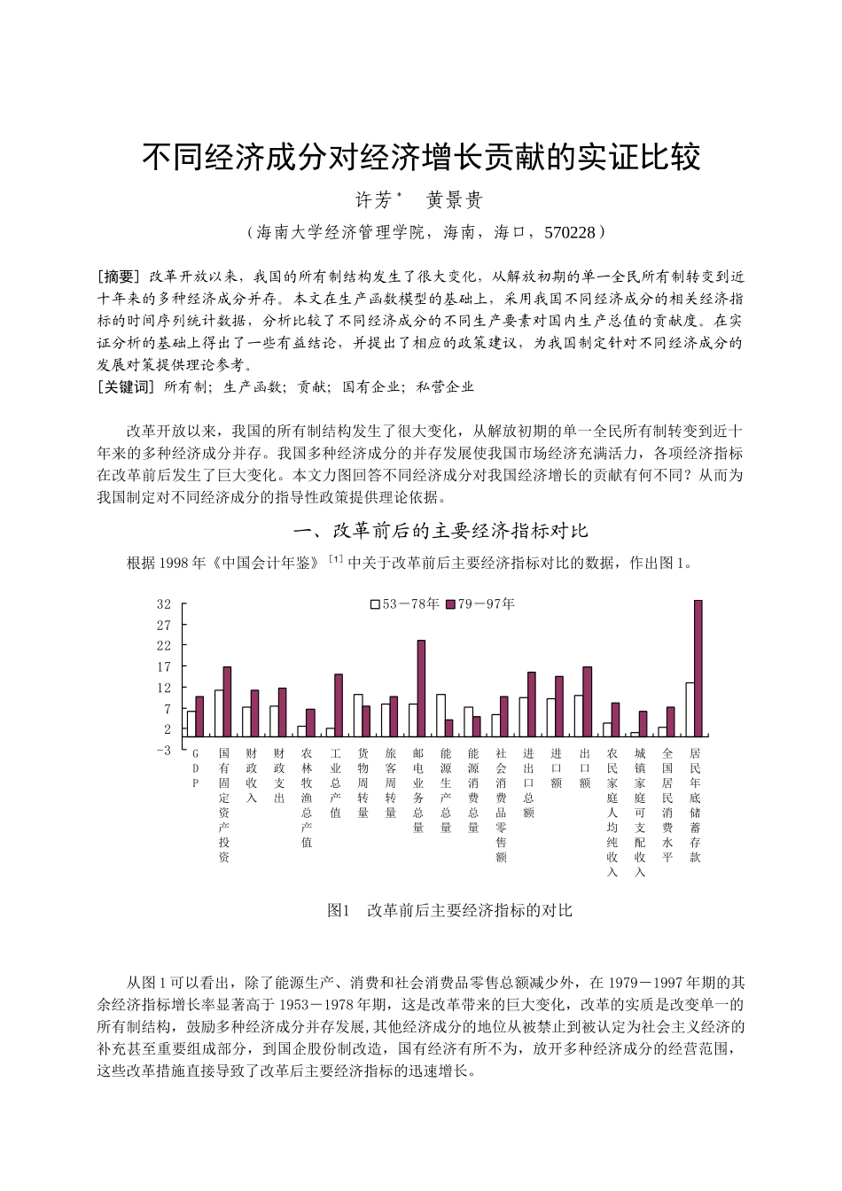 不同经济成分对经济增长贡献的实证分析_第1页