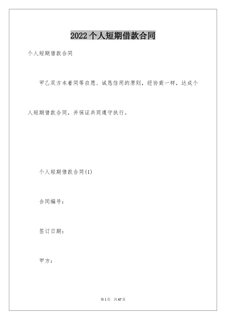 2024个人短期借款合同_4