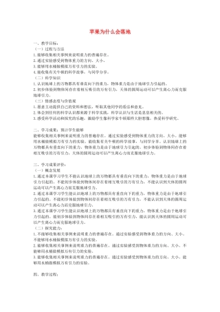 四年级科学下册 4.3苹果为什么会落地教案1 苏教版-苏教版小学四年级下册自然科学教案