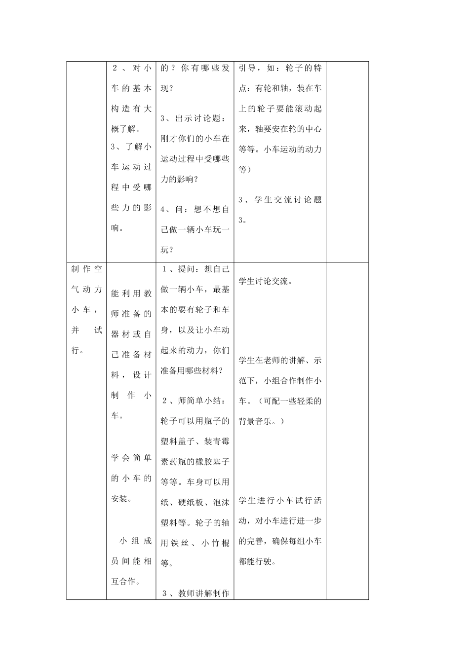 四年级科学下册 3.4小车的运动（做小车）教案 苏教版-苏教版小学四年级下册自然科学教案_第2页
