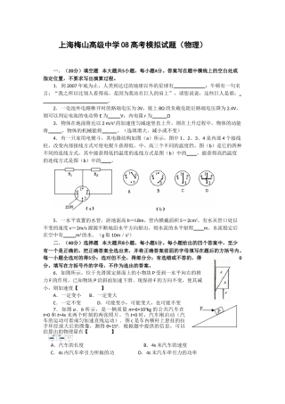 上海梅山高级中学08高考模拟试题(物理)