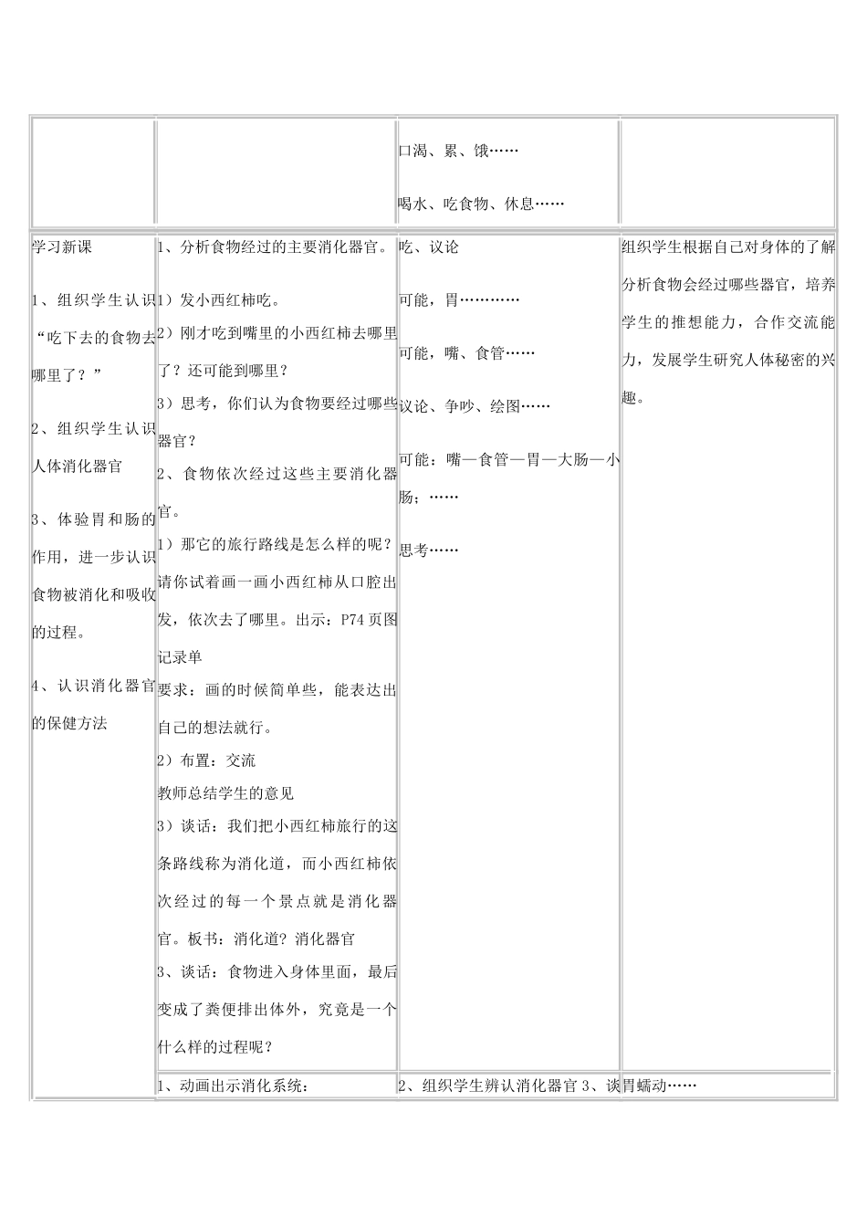 四年级科学上册《食物在人体内的旅行》教学设计 教科版_第3页