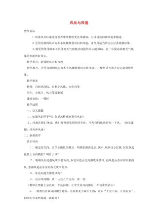 四年级科学上册《风向与风速》简案 教科版
