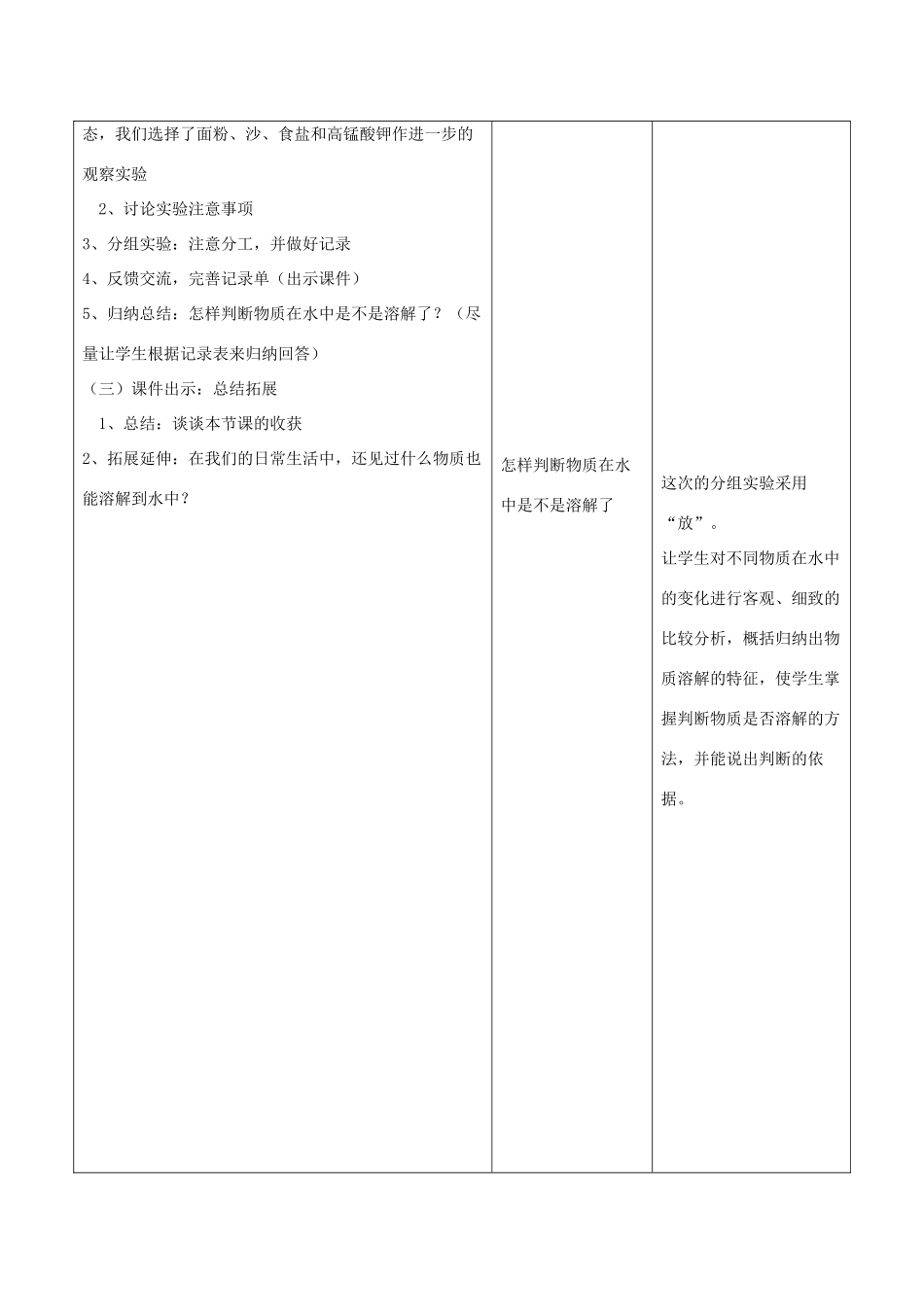 四年级科学上册《物质在水中是怎样溶解的》备课教案 教科版_第3页