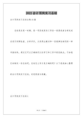 2024会计顶岗实习总结