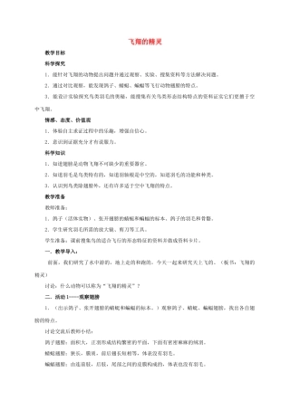 四年级科学上册 飞翔的精灵教案 湘教版