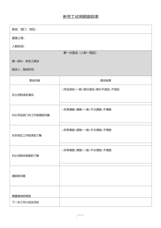 新员工试用期跟踪表