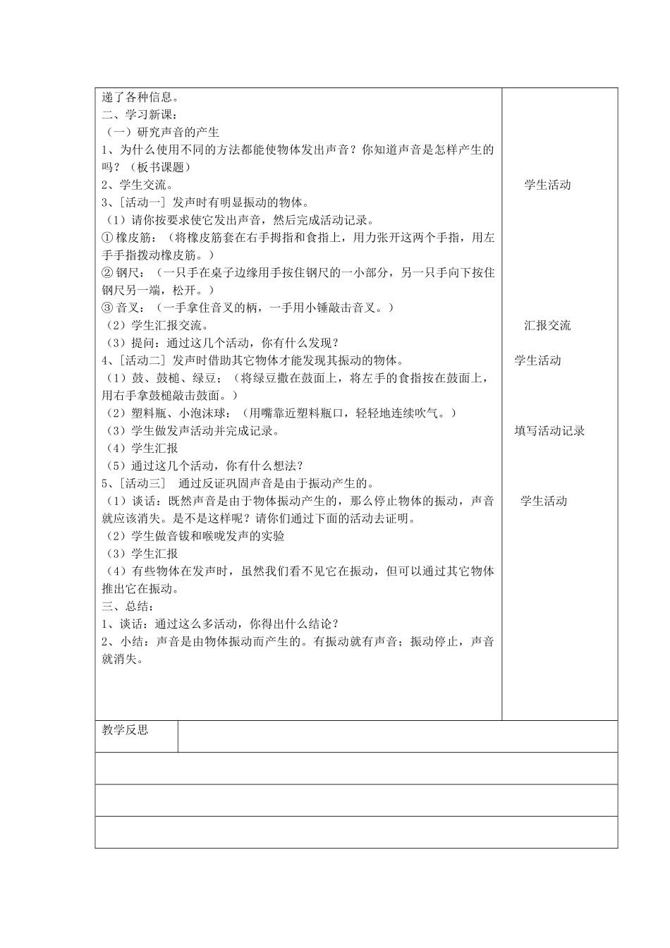 四年级科学上册 第三单元 奇妙的声音王国 1声音的产生教案 苏教版-苏教版小学四年级上册自然科学教案_第2页