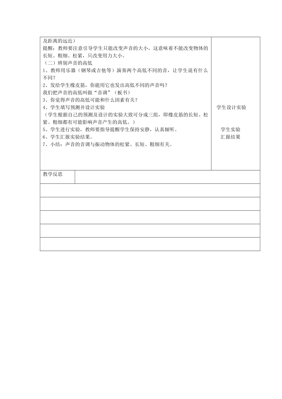 四年级科学上册 第三单元 奇妙的声音王国 4不同的声音第1课时教案 苏教版-苏教版小学四年级上册自然科学教案_第2页