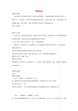 四年级科学上册 第一单元 植物的生活 2植物的根教案 青岛版五四制-青岛版小学四年级上册自然科学教案