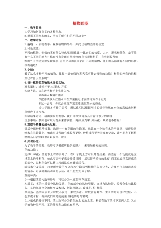 四年级科学上册 植物的茎教案1 青岛版-青岛版小学四年级上册自然科学教案