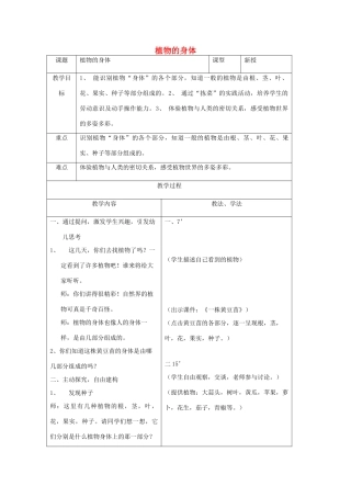 四年级科学上册 植物的身体教案2 青岛版-青岛版小学四年级上册自然科学教案