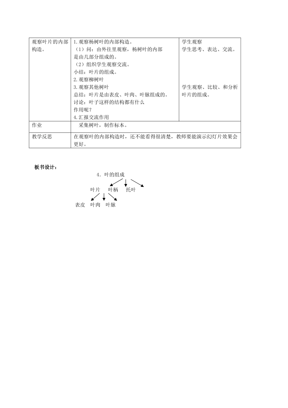 四年级科学上册 叶的组成 2教案 首师大版_第2页