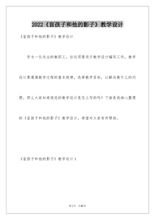 2024《盲孩子和他的影子》教学设计