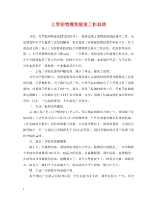 上学期物理实验室工作总结 