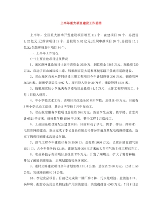 上半年重大项目建设工作总结 