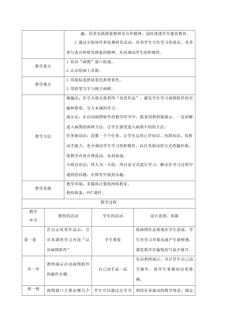 四年级信息技术上册 认识画图软件 1教案 闽教版_第2页