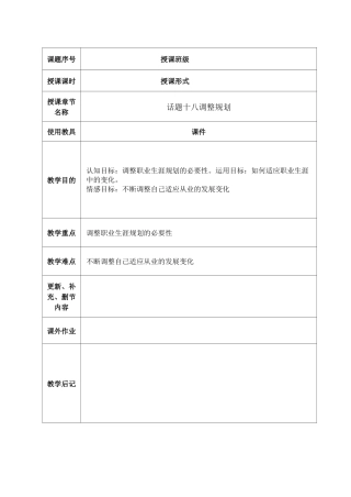 话题十八调整规划