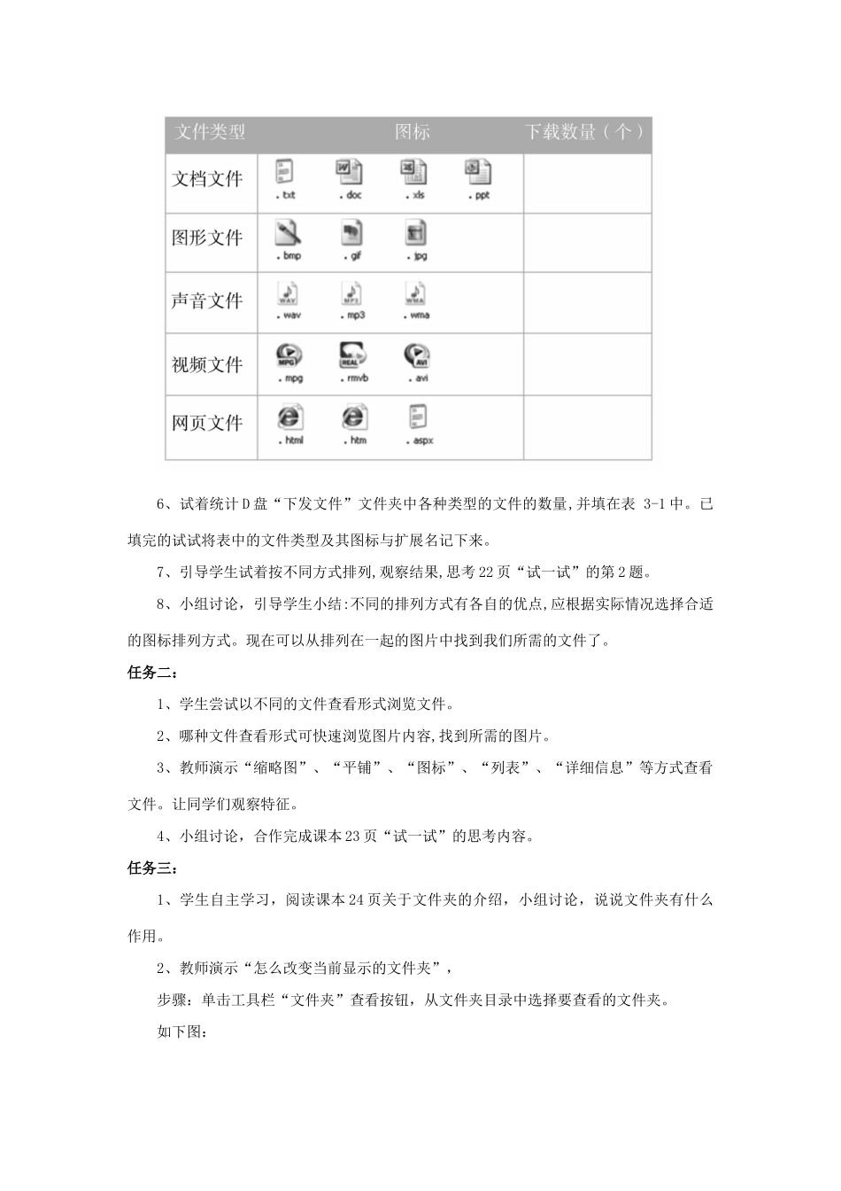 四年级信息技术上册 第3课 查看与整理文件教案1 粤教版-粤教版小学四年级上册信息技术教案_第3页