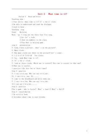 四年级下册英语 unit2(3)教案 人教pep