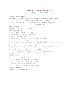 四年级下册英语 unit3(1)教案 人教pep