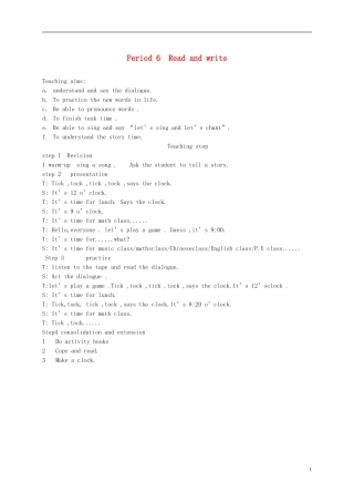 四年级下册英语 unit2(6)教案 人教pep