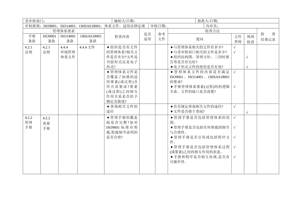 三体系内审检查表(网络下载)总顺序_第1页