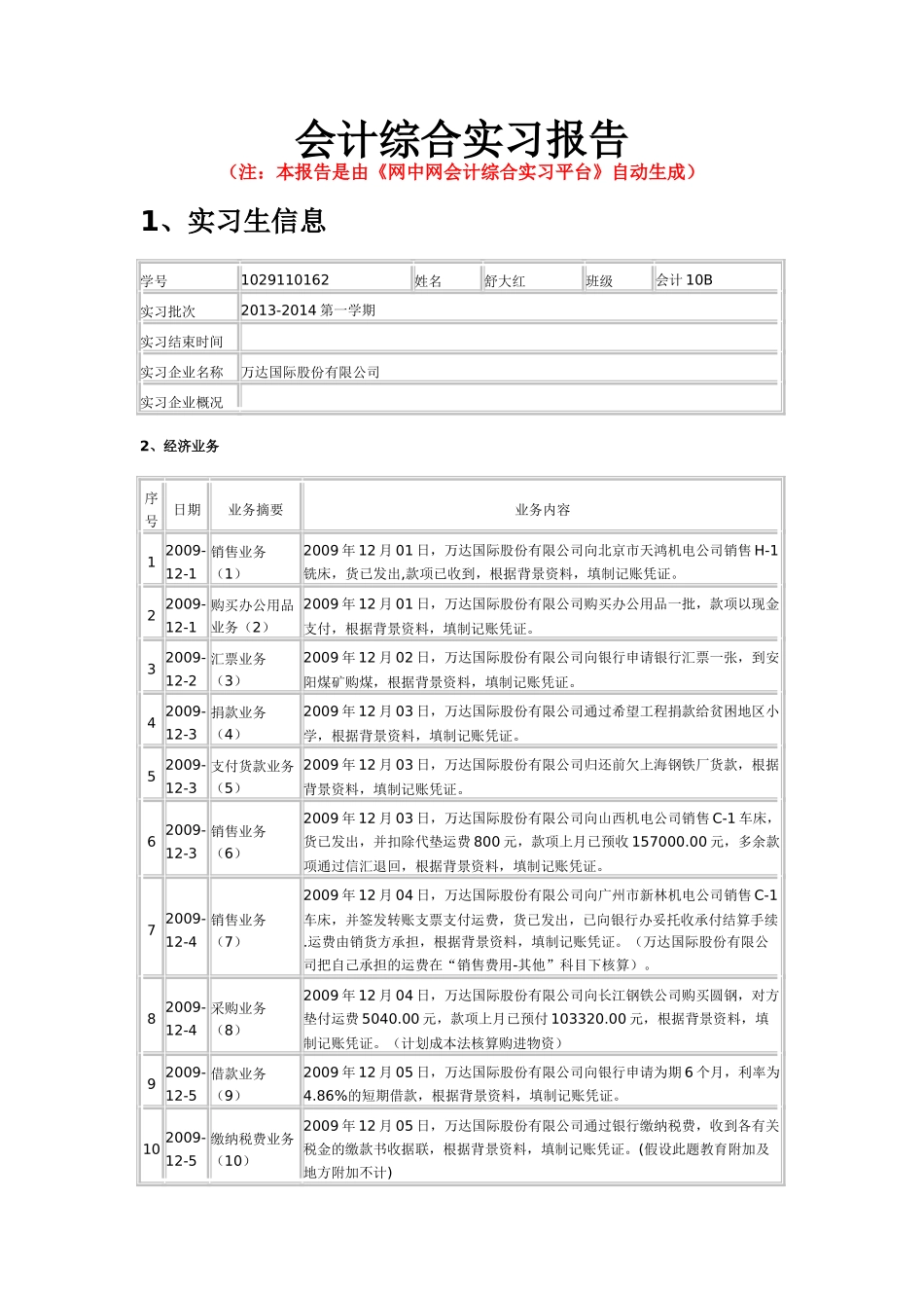 万达股份有限公司会计综合实训(112页)_第1页