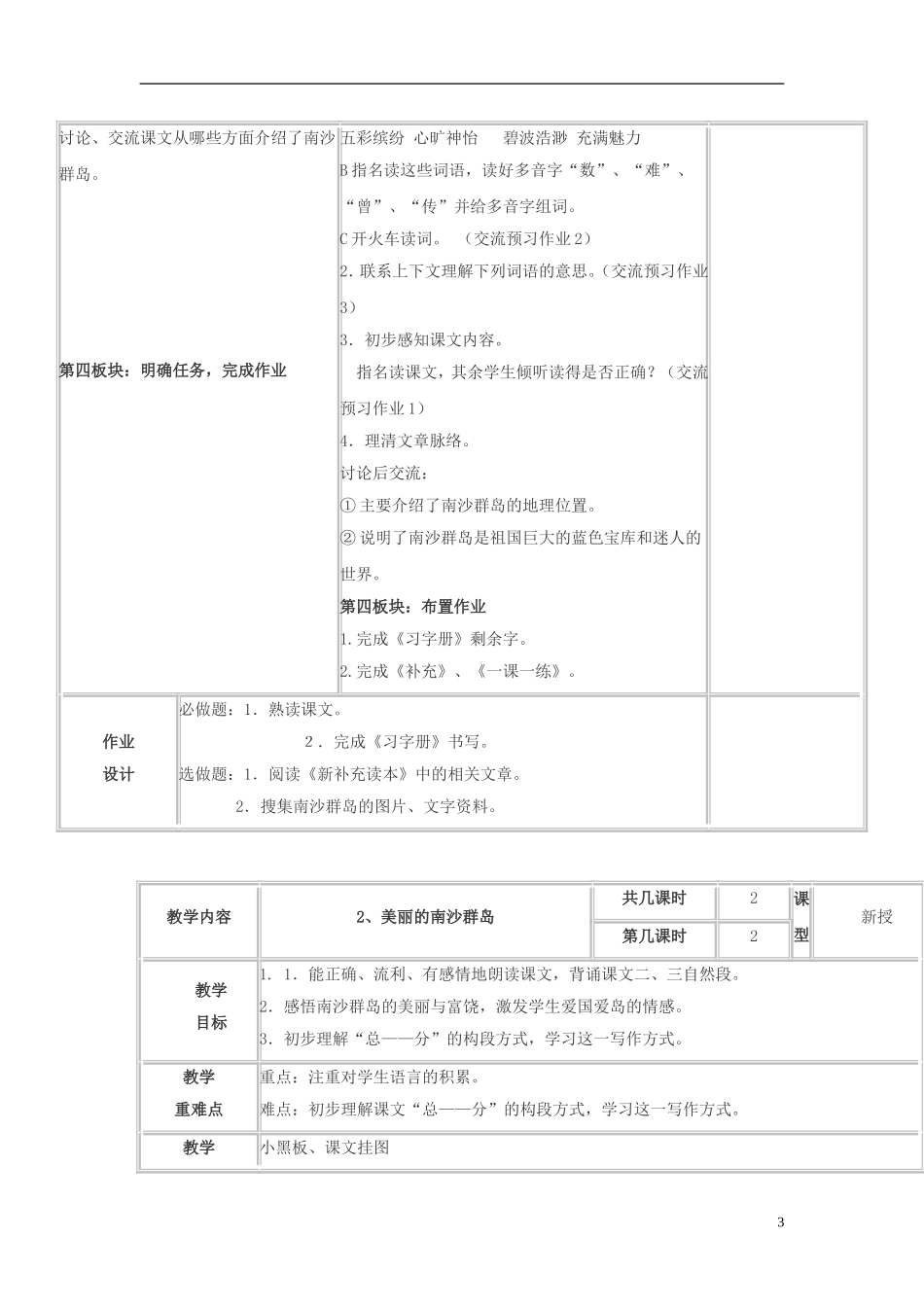 三年级语文下册《美丽的南沙群岛》教学设计6 苏教版_第3页