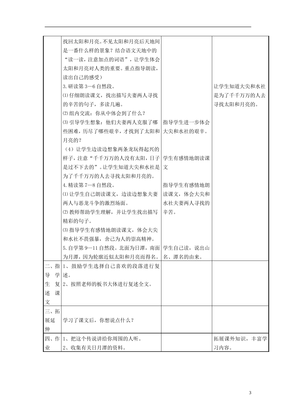 三年级语文下册《日月潭的传说》教学设计6 苏教版_第3页