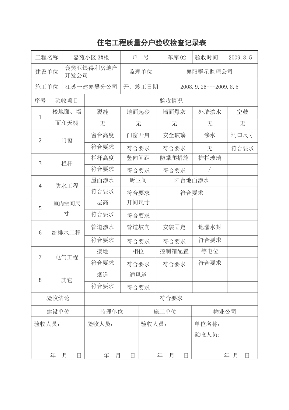 《住宅工程质量分户验收检查记录表》_第2页