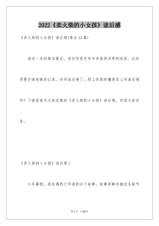 2024《卖火柴的小女孩》读后感_13