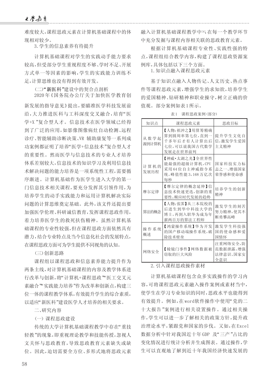 “新医科”背景下医学院校计算机基础课程改革探索与实践 _第2页
