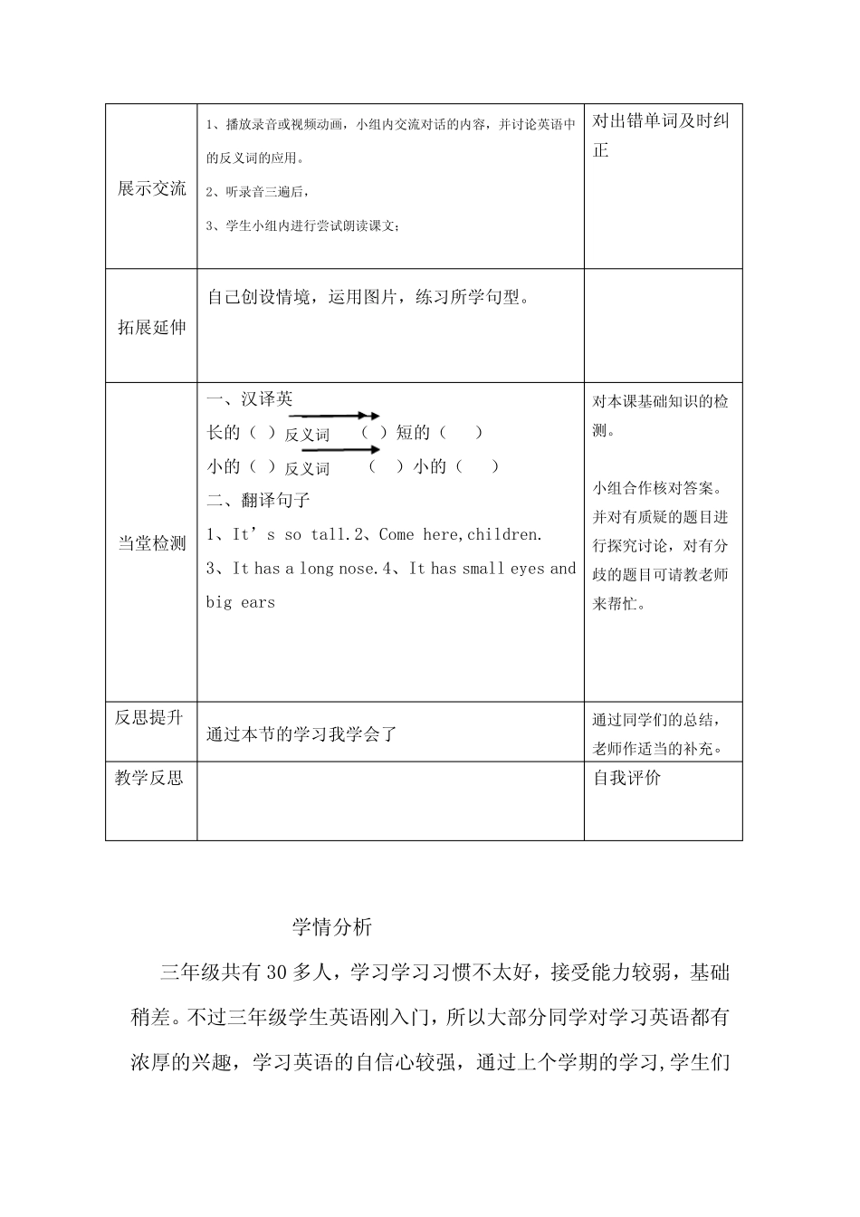 三年级下Unit 3教学设计学情分析教材分析课后反思 _第2页