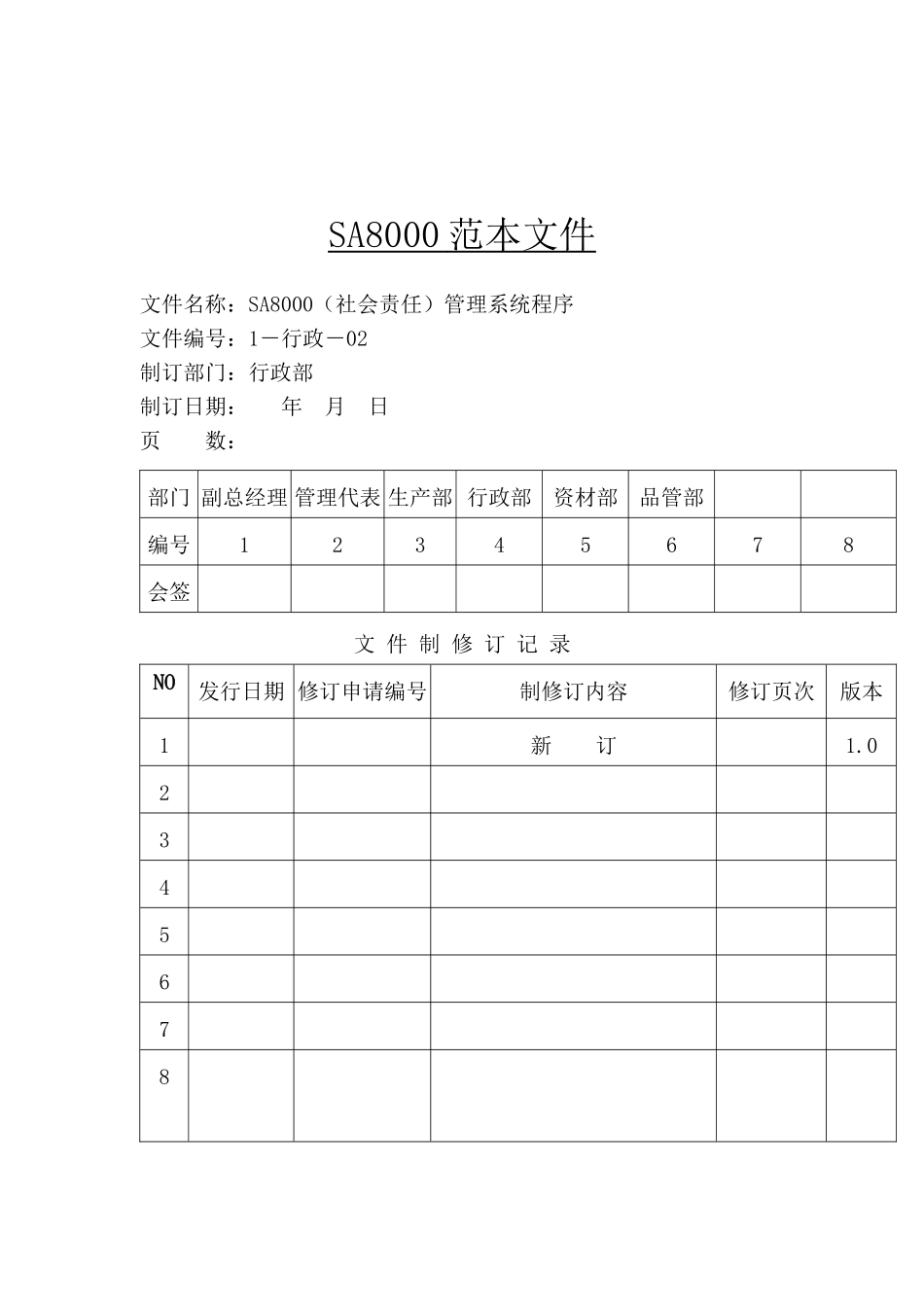 SA8000(社会责任)管理系统程式_第1页