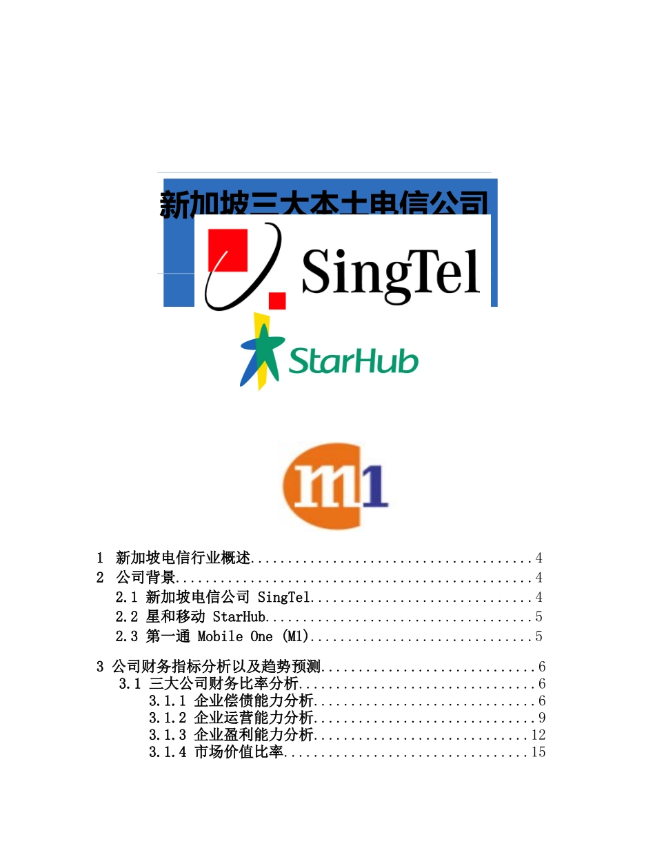 Project-新加坡三大电信公司财务分析与比较-final_第1页