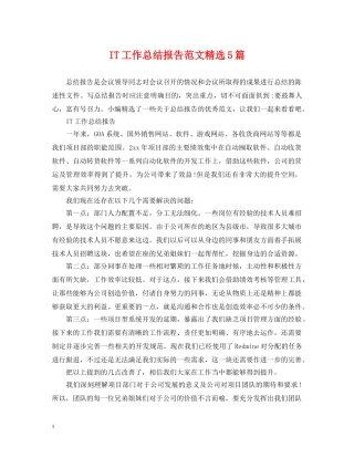 IT工作总结报告范文精选5篇 