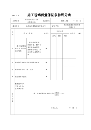 GB50375建筑工程施工质量评价标准用于质量标化工地工程(纯表格)