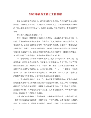 20XX年新员工转正工作总结 
