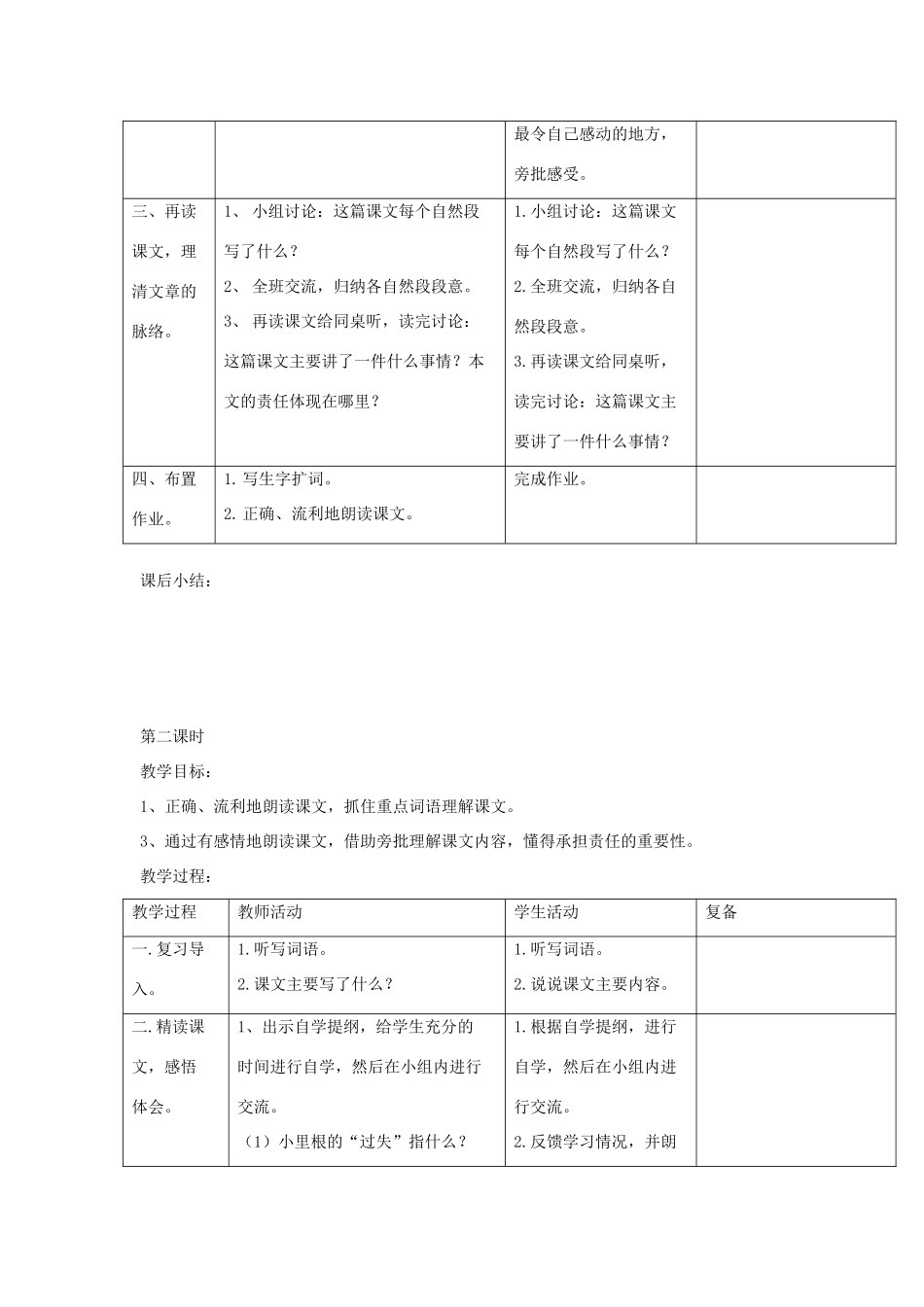 三年级语文下册 第34课《责任》教学设计 西师大版-西师大版小学三年级下册语文教案_第2页