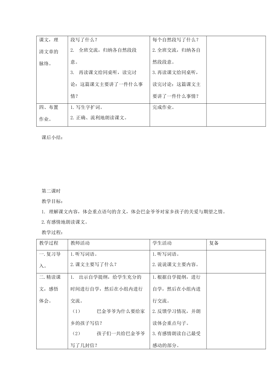 三年级语文下册 第22课《巴金给家乡孩子的信》教学设计 西师大版-西师大版小学三年级下册语文教案_第2页