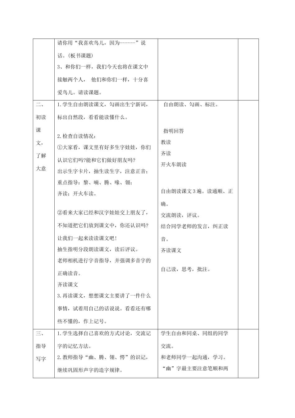 三年级语文下册 第27课《父亲、树林和鸟》教学设计 西师大版-西师大版小学三年级下册语文教案_第2页