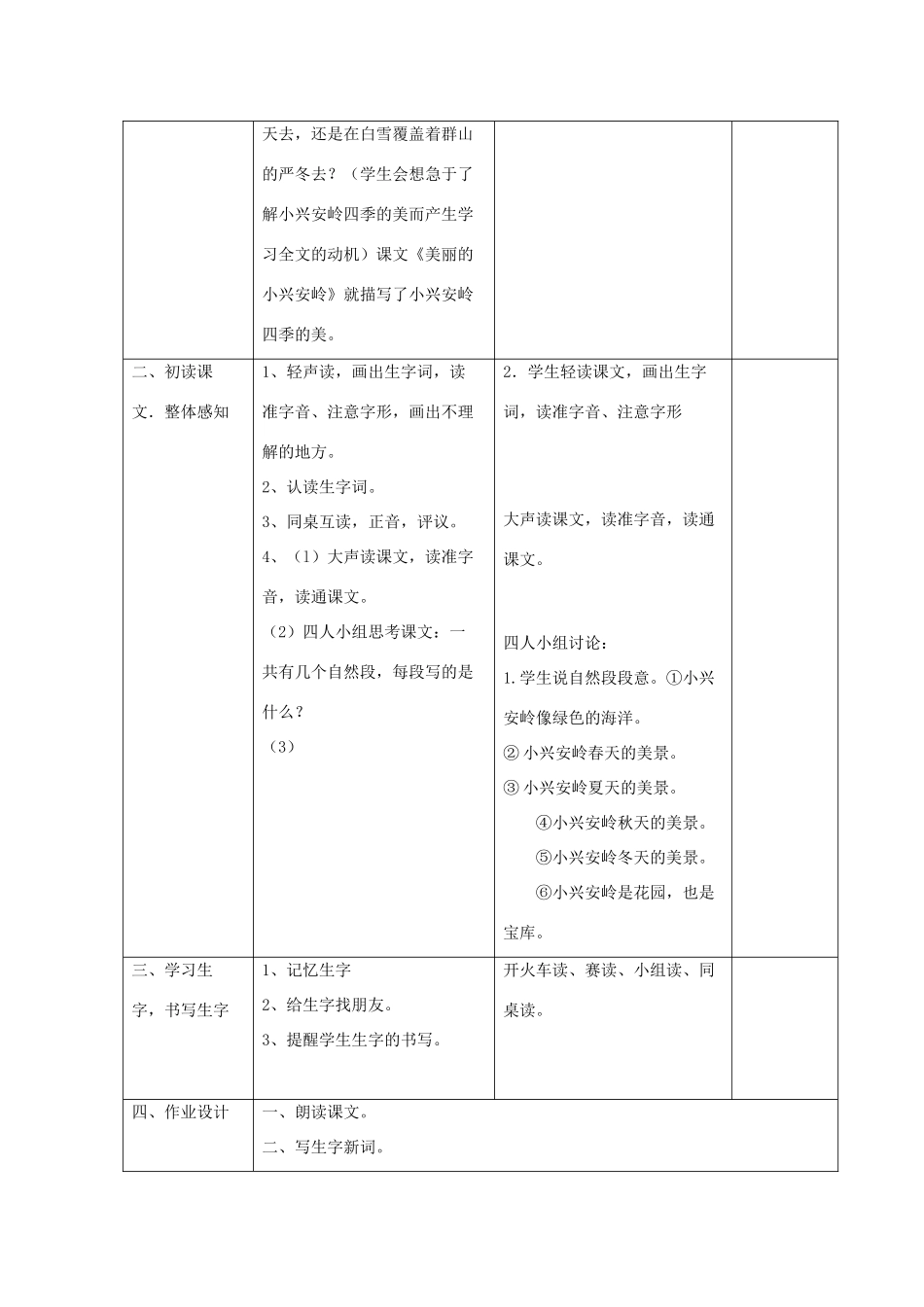 三年级语文下册 第12课《美丽的小兴安岭》教学设计 西师大版-西师大版小学三年级下册语文教案_第2页