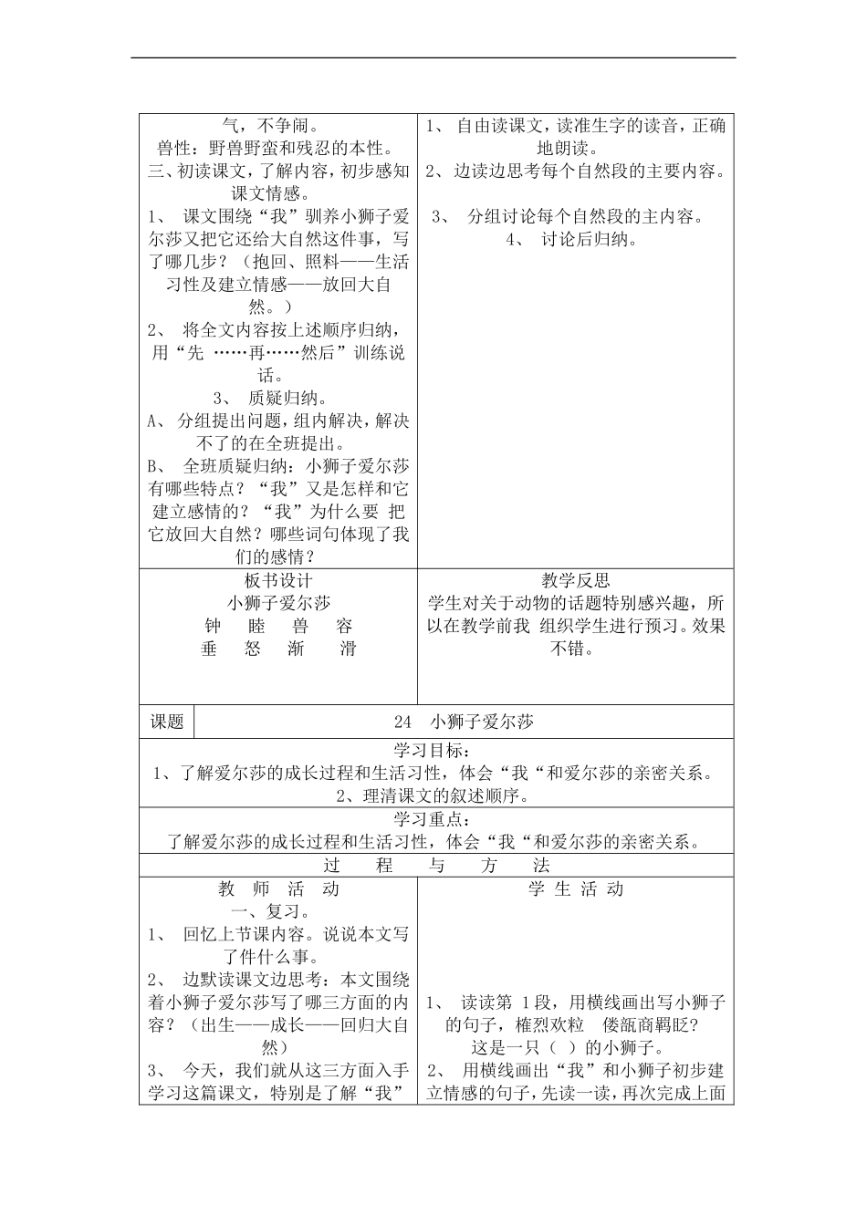 三年级语文下册 小狮子爱尔莎教案 语文A版_第2页