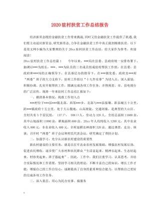 2020驻村扶贫工作总结报告 