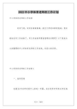 2024中小学体育老师的工作计划