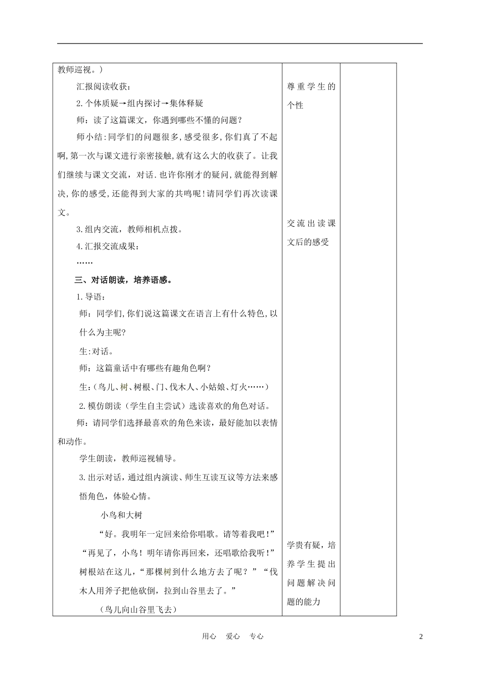 三年级语文下册 去年的树 2教案 长春版_第2页